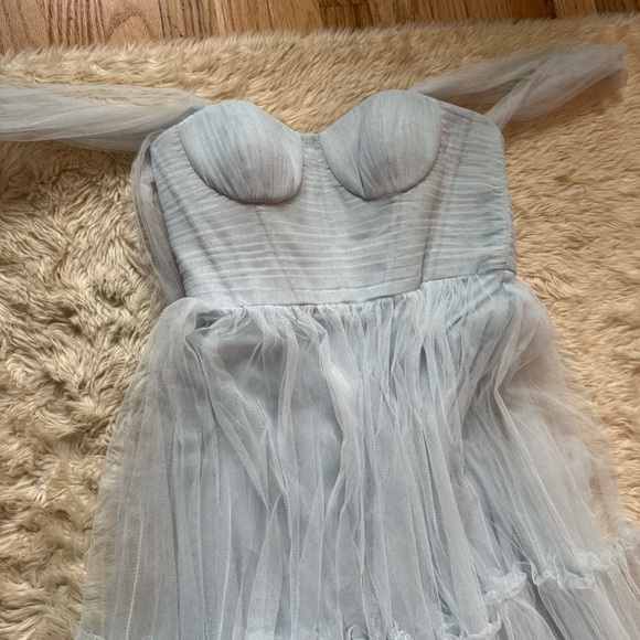 NWT Dessy Collection Ashlan Bustier Style Tulle Tiered Dress in Mist - Size 2 - Picture 5 of 10